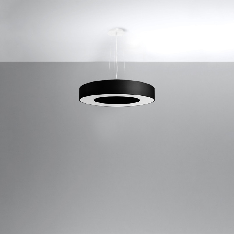 Lampa wisząca Saturno Slim 50cm czarna - Sollux | Nowoczesne oświetlenie