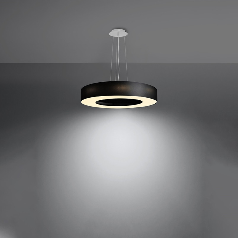 Lampa wisząca Saturno Slim 50cm czarna - Sollux | Nowoczesne oświetlenie