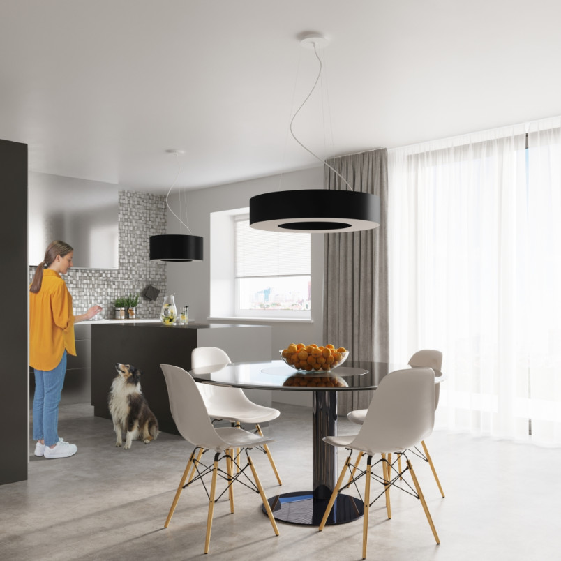 Lampa wisząca Saturno Slim 50cm czarna - Sollux | Nowoczesne oświetlenie