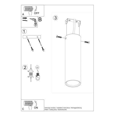 Lampa spot Lagos Sollux - czarna tuba 6cm | Sklep z oświetleniem