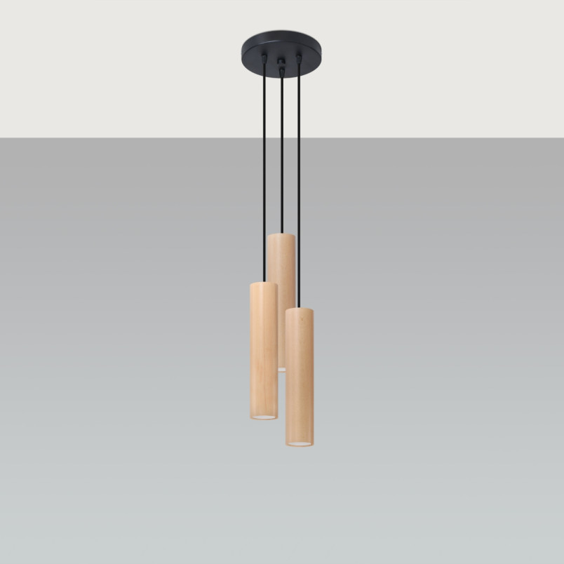 Lampa wisząca drewniana Sollux Lino Round - Skandynawski design
