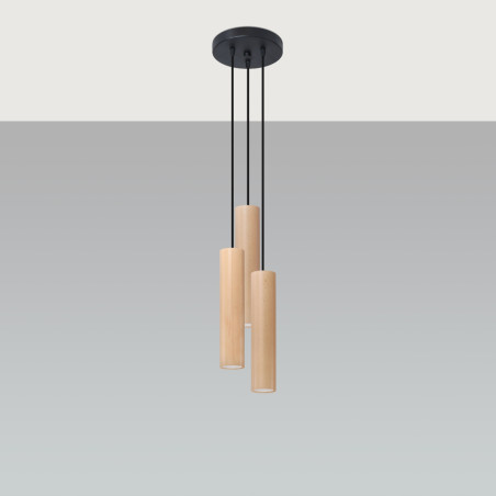 Lampa wisząca drewniana Sollux Lino Round - Skandynawski design