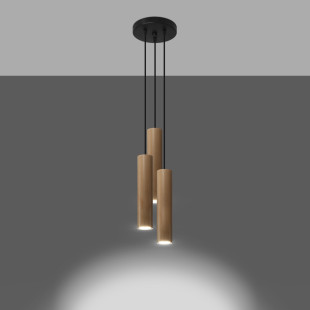 Lampa wisząca drewniana Sollux Lino Round - Skandynawski design