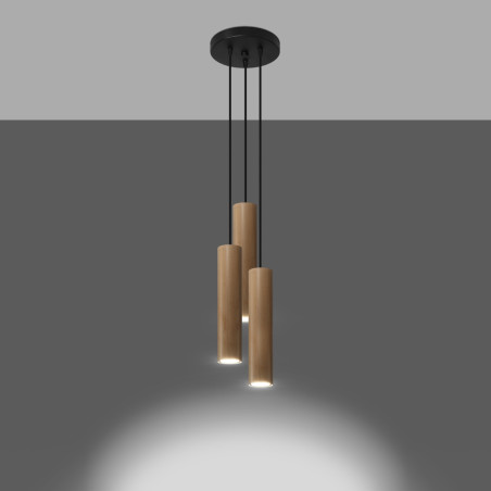 Lampa wisząca drewniana Sollux Lino Round - Skandynawski design