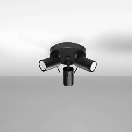 Reflektor sufitowy 3 punktowy Ring Round czarny Sollux | Sklep z lampami