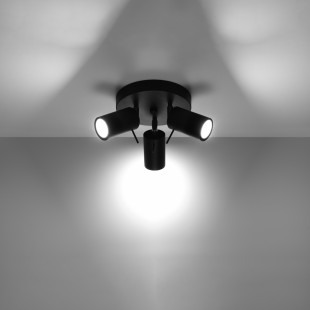 Reflektor sufitowy 3 punktowy Ring Round czarny Sollux | Sklep z lampami