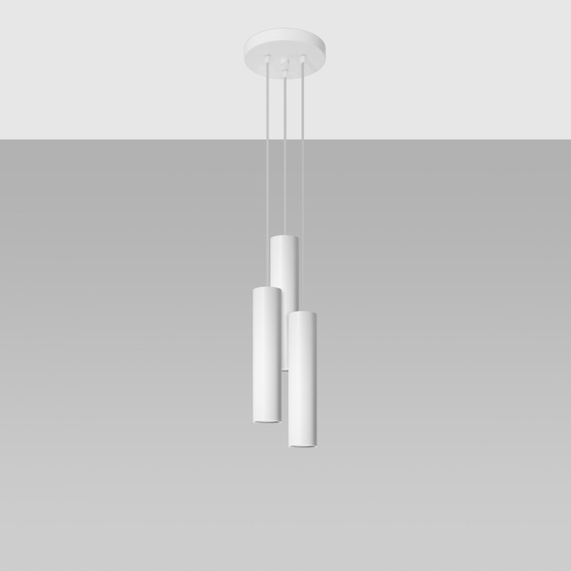 Lampa wisząca LAGOS - 3 tuby, biała, Sollux | Sklep z lampami