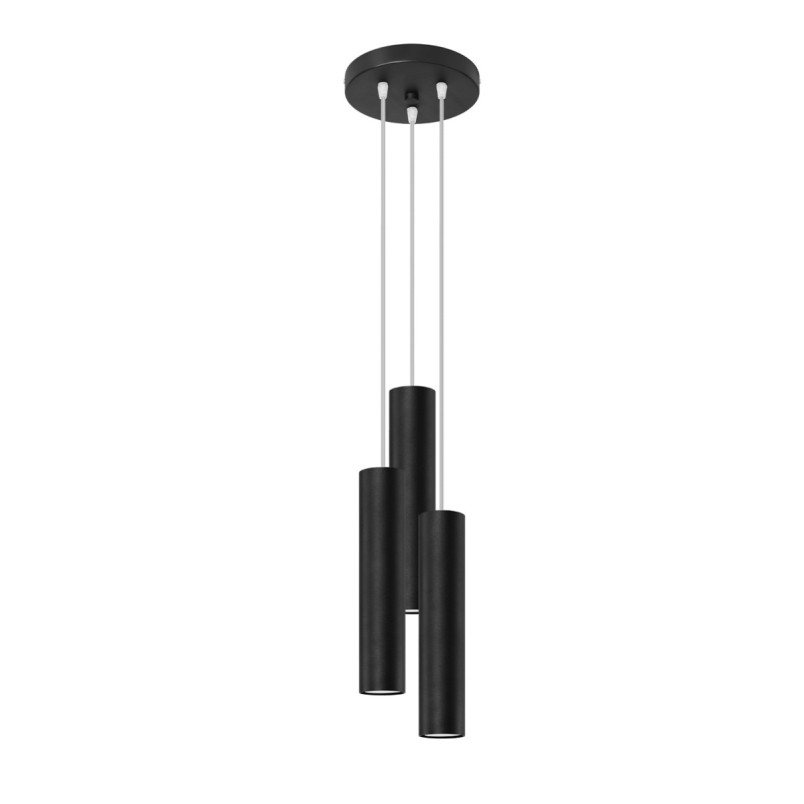 Lampa wisząca LAGOS 3 tuby czarna | Sollux - Sklep z lampami