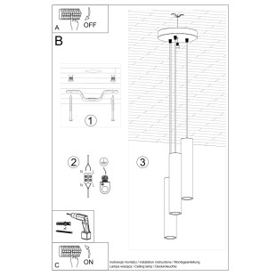 Lampa wisząca LAGOS 3 tuby czarna | Sollux - Sklep z lampami