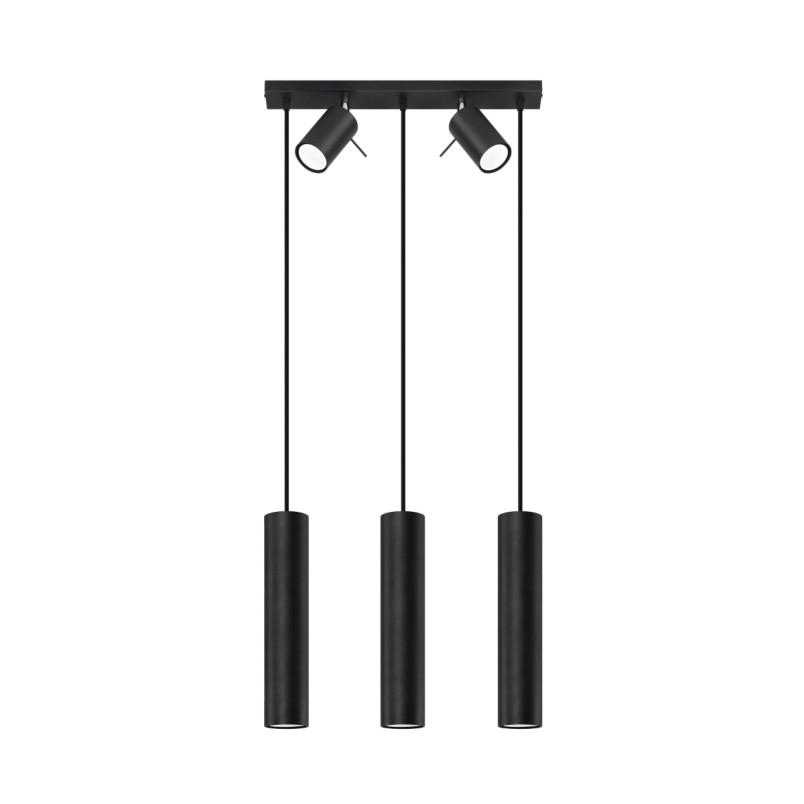 Lampa wisząca Ring Sollux | 3 tuby, czarna | Sklep z lampami