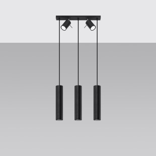 Lampa wisząca Ring Sollux | 3 tuby, czarna | Sklep z lampami