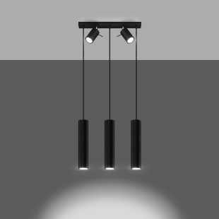 Lampa wisząca Ring Sollux | 3 tuby, czarna | Sklep z lampami