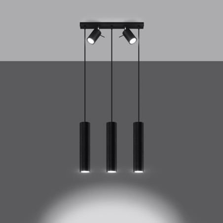 Lampa wisząca Ring Sollux | 3 tuby, czarna | Sklep z lampami