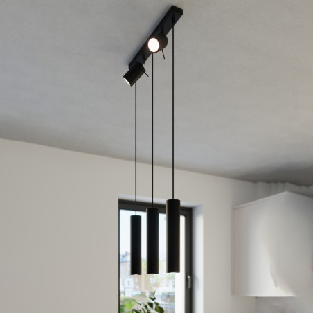 Lampa wisząca Ring Sollux | 3 tuby, czarna | Sklep z lampami