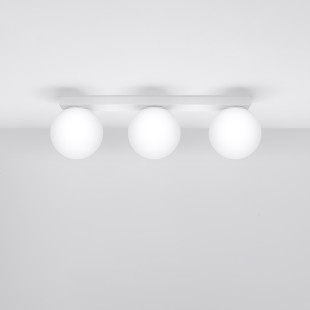 Plafon Sollux Yoli | 3 szklane kule, 50cm, biały - Kup teraz!