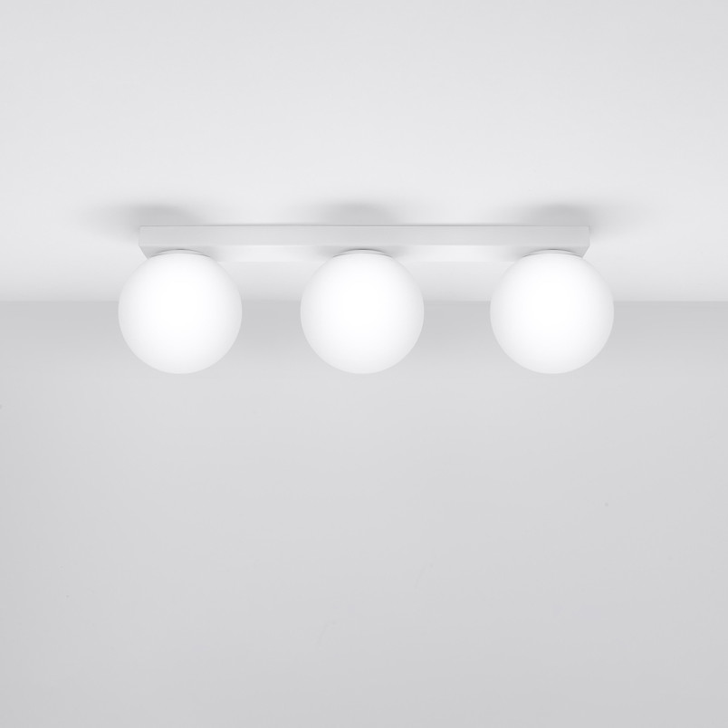 Plafon Sollux Yoli | 3 szklane kule, 50cm, biały - Kup teraz!