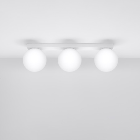 Plafon Sollux Yoli | 3 szklane kule, 50cm, biały - Kup teraz!