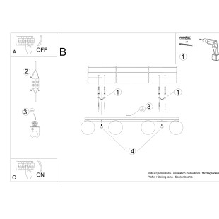 Plafon Sollux Yoli 88cm - 4 szkła, biały | Oświetlenie