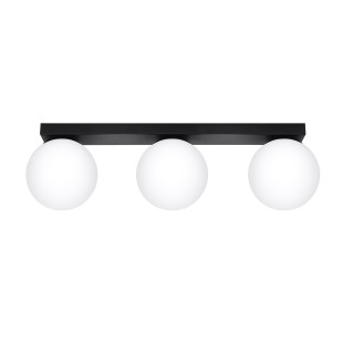Plafon Sollux Yoli: 3 szklane kule | Biały/Czarny | 50cm