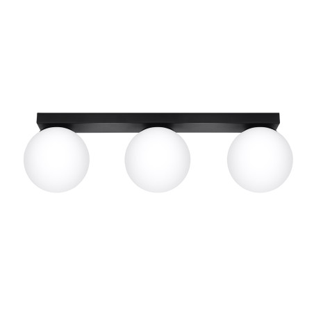 Plafon Sollux Yoli: 3 szklane kule | Biały/Czarny | 50cm