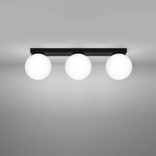 Plafon Sollux Yoli: 3 szklane kule | Biały/Czarny | 50cm