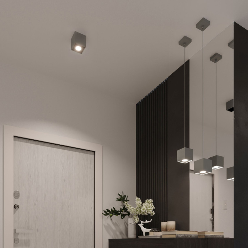 Lampa spot kwadratowa szara Sollux Quad | Oświetlenie LED