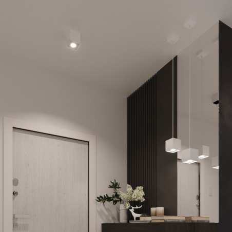 Lampa sufitowa kwadratowa biała Sollux Quad | Downlight LED
