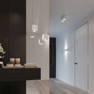 Lampa sufitowa kwadratowa biała Sollux Quad | Downlight LED