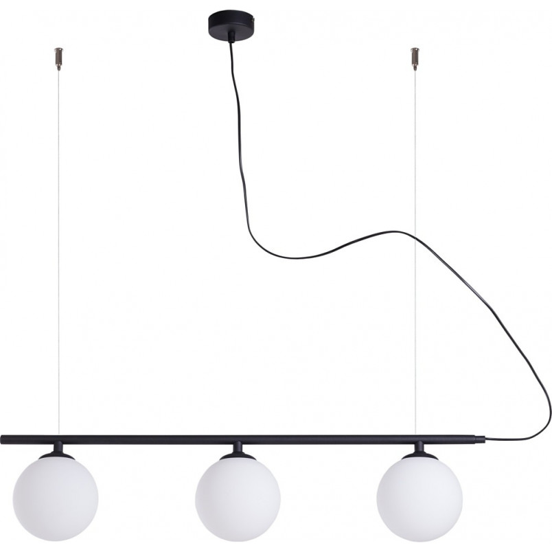 Lampa wisząca Beryl Glass | 3 szkła | Biało-czarna | Aldex
