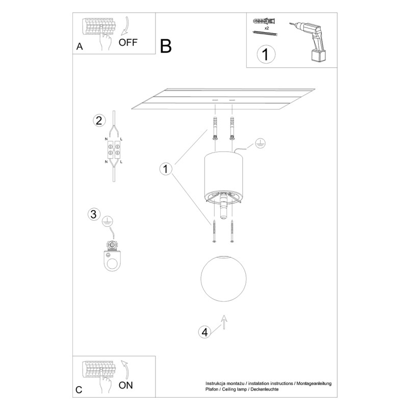 Plafon szklana kula Boomo 12cm biały Sollux | Skandynawski design