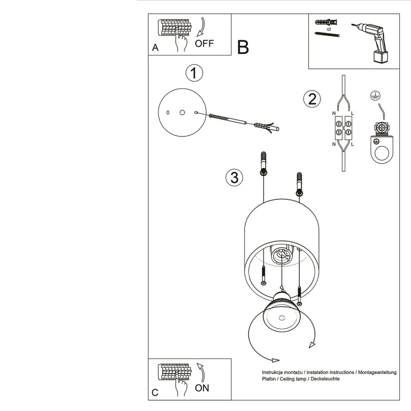 Lampa spot tuba Orbis 10cm złota Sollux - Elegancki design