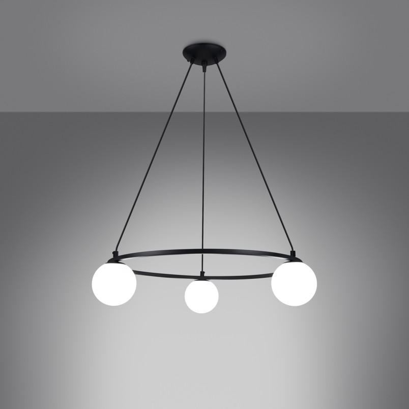 Lampa wisząca Yoli Sollux | Czarna, 3 szkła | Kup online