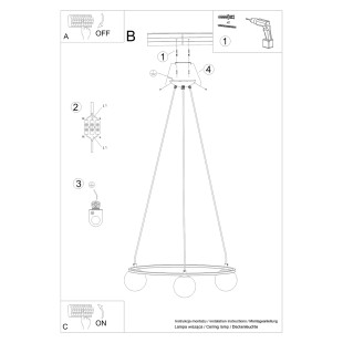 Lampa wisząca Yoli Sollux | Czarna, 3 szkła | Kup online