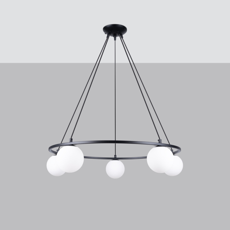 Lampa wisząca Yoli Sollux - czarna, 5 kloszy, 80cm | Sklep Sollux