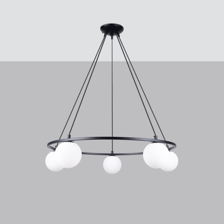 Lampa wisząca Yoli Sollux - czarna, 5 kloszy, 80cm | Sklep Sollux