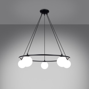 Lampa wisząca Yoli Sollux - czarna, 5 kloszy, 80cm | Sklep Sollux