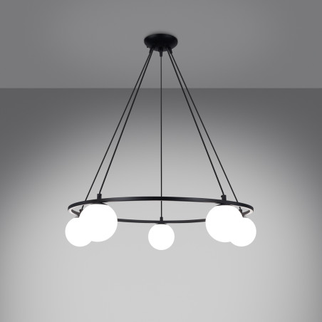 Lampa wisząca Yoli Sollux - czarna, 5 kloszy, 80cm | Sklep Sollux