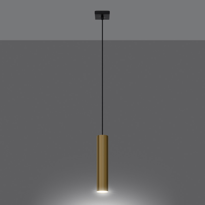 Lampa wisząca tuba Lagos 8cm złoty Sollux - Nowoczesny design