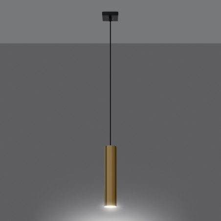 Lampa wisząca tuba Lagos 8cm złoty Sollux - Nowoczesny design