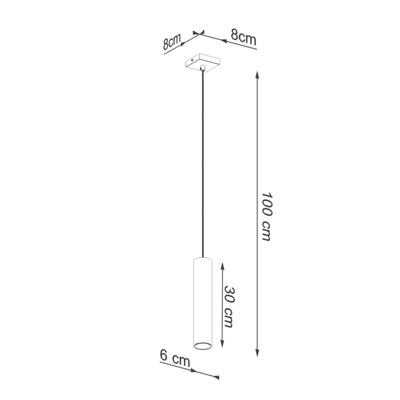 Lampa wisząca tuba Lagos 8cm złoty Sollux - Nowoczesny design