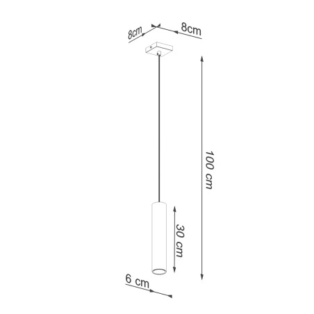 Lampa wisząca tuba Lagos 8cm złoty Sollux - Nowoczesny design