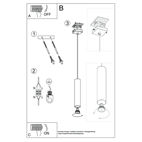 Lampa wisząca tuba Lagos 8cm złoty Sollux - Nowoczesny design