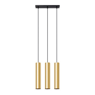 Lampa wisząca Lagos Long 3 tuby - Złoty Sollux | Sklep z lampami