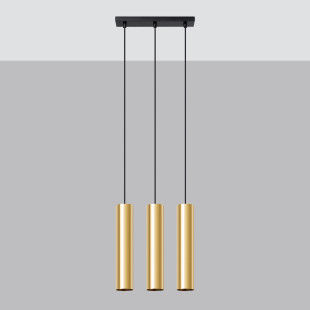 Lampa wisząca Lagos Long 3 tuby - Złoty Sollux | Sklep z lampami
