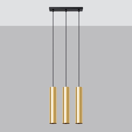 Lampa wisząca Lagos Long 3 tuby - Złoty Sollux | Sklep z lampami