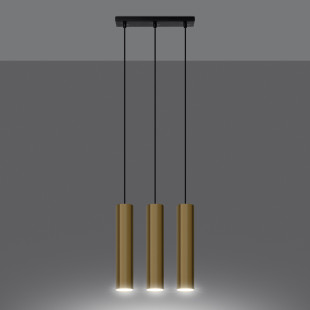 Lampa wisząca Lagos Long 3 tuby - Złoty Sollux | Sklep z lampami