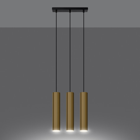 Lampa wisząca Lagos Long 3 tuby - Złoty Sollux | Sklep z lampami