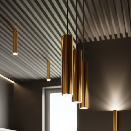 Lampa wisząca Lagos Long 3 tuby - Złoty Sollux | Sklep z lampami