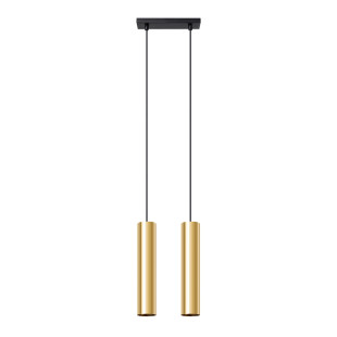 Lampa wisząca Lagos Long 2 tuby - złoty połysk | Sollux