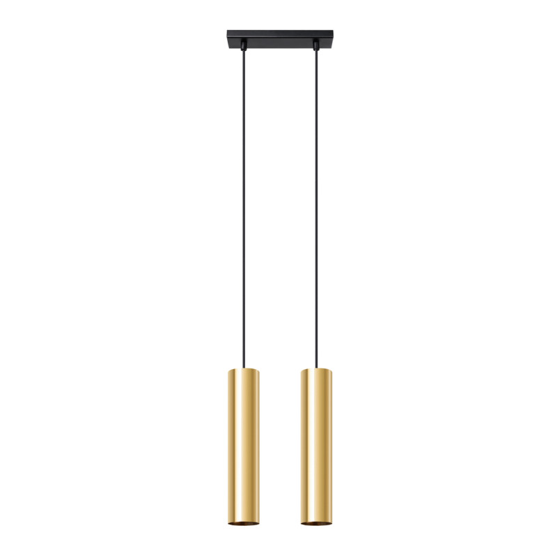 Lampa wisząca Lagos Long 2 tuby - złoty połysk | Sollux